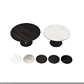 Modern Round Dining Table With Marble Top Black Legs And Multiple Texture Options 3d model