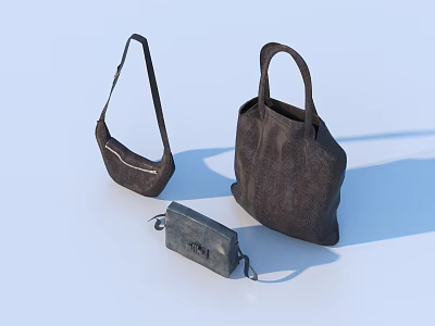 Stylish Leather Daily Use Bags Including Tote Crossbody And Small Pouch 3d model