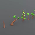 Cartoon Style Trees with Brown Trunks Green Leaves and Left to Right Trunk Leaf Variations