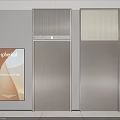 Modern Elevator Design With Metallic Doors And Decorative Wall Artwork 3d model