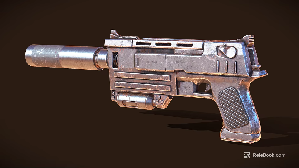 Vintage Sci Fi Weapon With Metallic Body Textured Grip And Industrial Design 3d model 