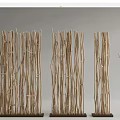 Natural Twig Room Divider With Vertical Sticks For Home Interior Design
