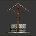 Old Well With Traditional Tiled Roof Wooden Frame And Stone Brick Structure