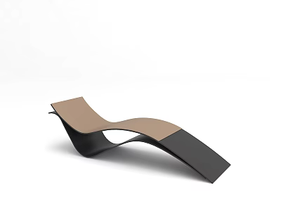 Modern Stylish Lounge Chair With Curved Black Frame And Brown Cushion 3d model