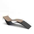 Modern Stylish Lounge Chair With Curved Black Frame And Brown Cushion