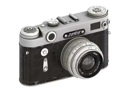 Vintage ZORKI 4 Digital Camera With Classic Design And Mechanical Knobs 3d model