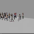Group of Diverse People in Various Poses with Bicycle Standing Together