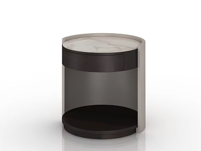 Modern Sleek Bedside Table With Marble Top Drawer And Lower Shelf 3d model