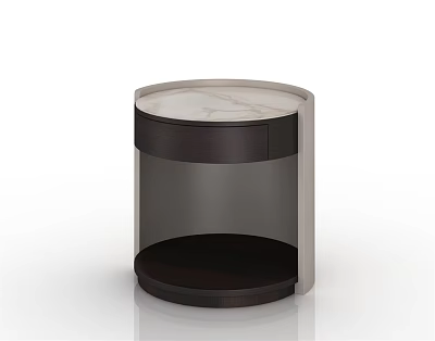 Modern Sleek Bedside Table With Marble Top Drawer And Lower Shelf 3d model