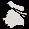 Satellite Image of Regional Area Showing Coastline Boundary Lines Terrain and Road Network