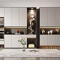 Modern Shoe Cabinet Design With Display Shelves Lighting And Decorative Elements 3d model