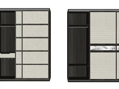 Modern Wooden Wardrobe Design With Sliding Doors Drawers And Storage Compartments 3d model