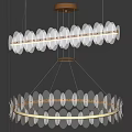 Elegant Modern Crystal Chandelier With Hanging Transparent Circular Discs And Metal Frame