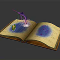 Magical Open Book Featuring Blue Water Small Boat Dolphin and Fish on Pages