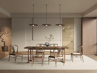 New Chinese Restaurant Dining Table Dining Chair 3d model