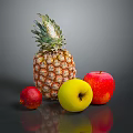 Vibrant Fresh Assorted Fruits Display With Pineapple Red Yellow Apples And Plum