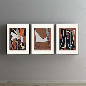 Modern abstract painting simple brown living room abstract decorative painting 3d model