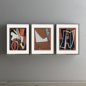 Modern abstract painting simple brown living room abstract decorative painting 3d model