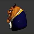 Cartoon Beast 3D Model With Horns Yellow Fur Blue Coat And White Collar