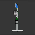 Medical Equipment Stand With Display Screen Basket And Green Gas Cylinders