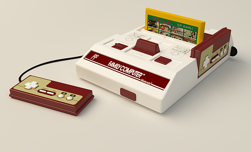 Modern game machine Nintendo classic red and white game machine 3d model