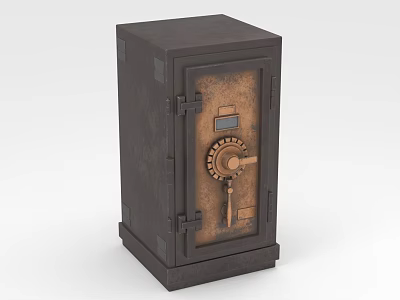 Vintage Metal Safe With Classic Dial Combination Lock And Rustic Finish 3d model