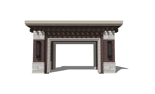 New Chinese-style Gate Entrance 3d model