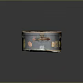 Vintage Round Trunk Decorative Ornament Set With Stickers Labels Worn Details Leather Handle Metal Latch