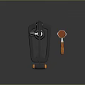 Manual Coffee Machine With Black And Orange Lever Handle Portafilter And Cup