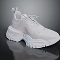 White Stylish Sneakers With Thick Sole And Modern Lace Up Design