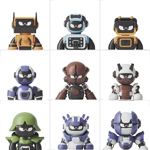 Fun cartoon anthropomorphic robot 3d model