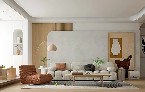 Modern Living Room Home Living Room Single Sofa Coffee Table Combination Hanging Picture 3d model
