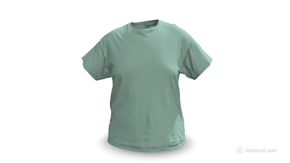 Light Green Short Sleeve T Shirt With Round Neck Casual Comfortable Design 3d model 