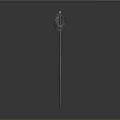 Decorative Sword With Slender Blade Ornate Hilt And Yellow Top Ornament