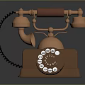 Vintage Copper Rotary Dial Telephone With Brown Handset And Dual Bells