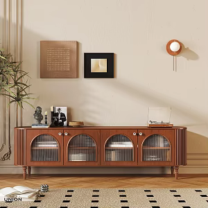 French Style TV Cabinet Green Plant Potted Plant Jewelry Ornaments Decorative Painting Wall Lamp Carpet 3d model