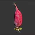 Vibrant Fresh Red Radish with Crisp Green Leaves on Reflective Black Studio Surface