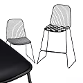Modern Metal Wire Frame Chairs With Black Gray Seats And Backrest Design