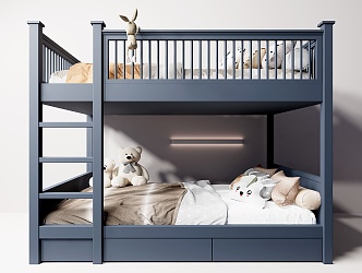 Modern bunk bed children's bunk bed 3d model