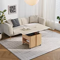 Wooden Coffee Table With Storage Shelf Book And Cup In Modern Living Room