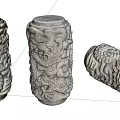 Chinese style column landscape column dragon pattern stone column stone pier 3d model