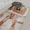 Square Rugs With Orange And White Abstract Geometric Patterns In Living Room