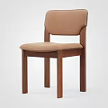 Modern Wooden Frame Dining Chair With Beige Fabric Upholstered Seat And Backrest