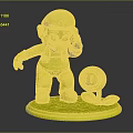 Mario 3D Model With Hand On Hat And Red Flower With Green Leaves