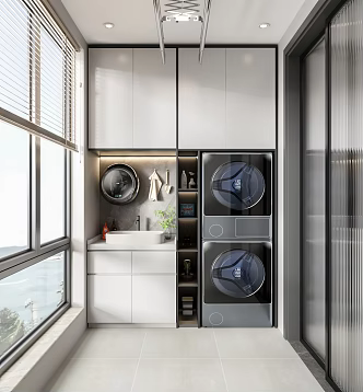 modern balcony washing machine cabinet 3d model