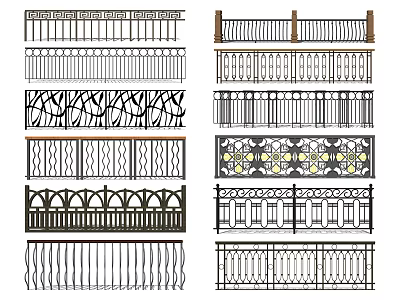 Various Ornamental Iron Fence Designs With Intricate Patterns And Styles 3d model
