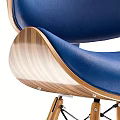 Modern Design Leisure Chair With Blue Upholstered Seat Wooden Frame And Metal Legs