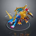 Colorful Mechanical Dragon Figure With Detailed Design Vibrant Blue Yellow Red Claw And Wing Elements