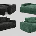 Modern Black and Green Sofa Bed Styles with Comfortable Design and Convertible Functionality 3d model