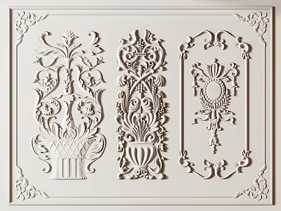 French carved plaster 3d model